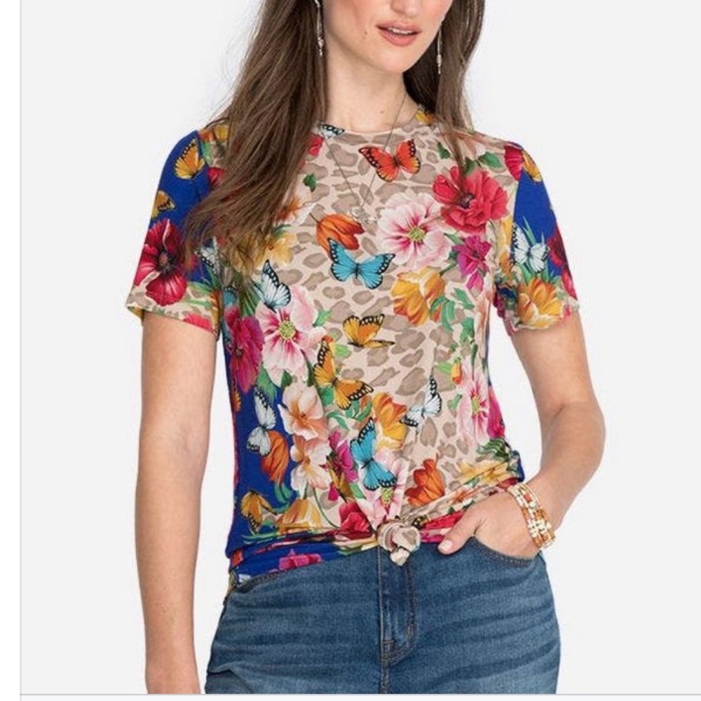JOHNNY WAS MAYFLOWER TEE! NEW MED
